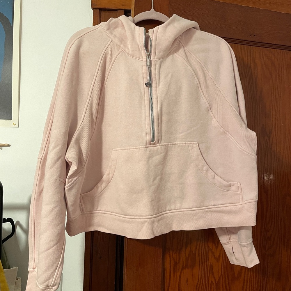 Lululemon Baby Pink Half-Zip Scuba Hoodie